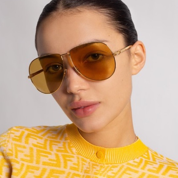 Fendi Accessories - NEW FENDI FF0437/S 0017O GOLD YELLOW AVIATOR SUNGLASSES FF 0437/S